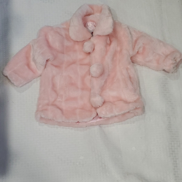 Shani Other - Cozy Pink Faux Fur Pom-Pom Puffer Jacket for Kids